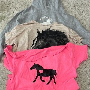 Pink and Gray Sweatshirts & Hoodies with Horse Design